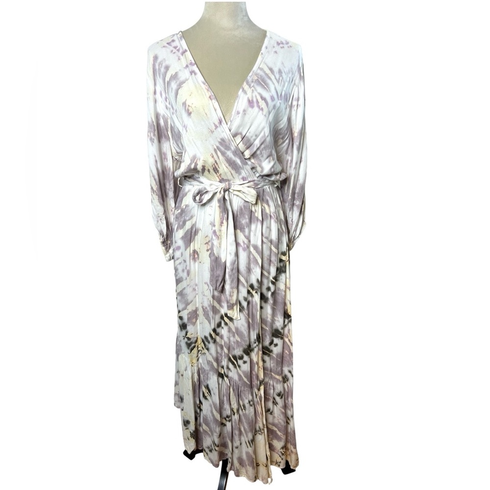 Young Fabulous and Broke Boho Midi Dress Hippie Tie-Dye V Neck  SZ S
